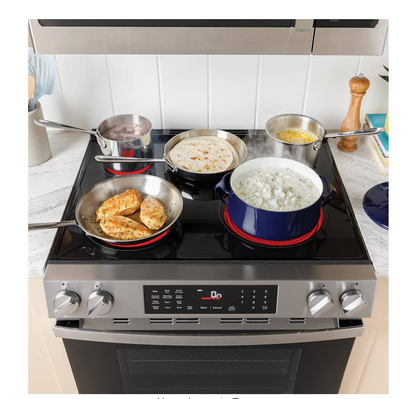 Cocina eléctrica independiente de 30 pulgadas con 5 quemadores en color negro y modo crujiente