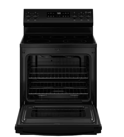 Cocina eléctrica independiente de 30 pulgadas con 5 quemadores en color negro y modo crujiente