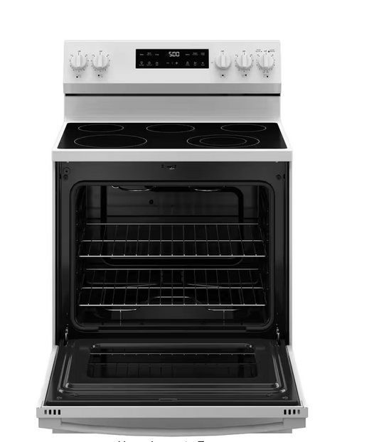 30 in. 5 Burner Element Free-Standing Electric Range in White with Crisp Mode