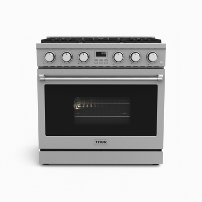 Contemporary 36-in 6 Burners Freestanding Gas Range with convection oven in Stainless Steel