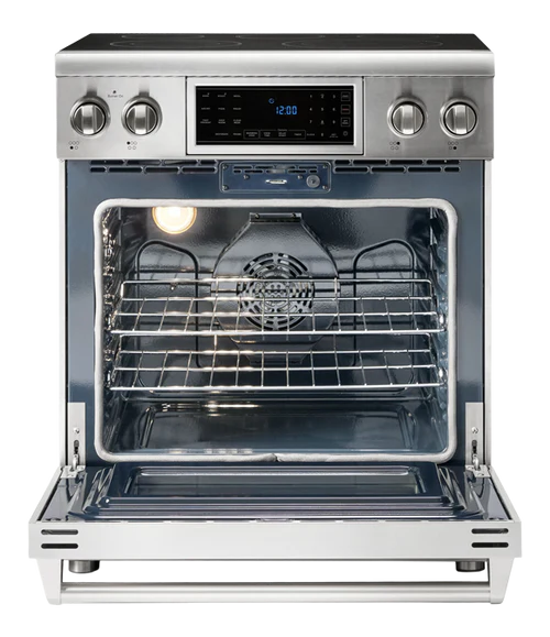 30-in Glass Top 5 burners 4.55-cu ft Air Fry Convection Oven Freestanding Electric Range (Stainless steel)
