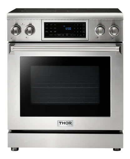 30-in Glass Top 5 burners 4.55-cu ft Air Fry Convection Oven Freestanding Electric Range (Stainless steel)