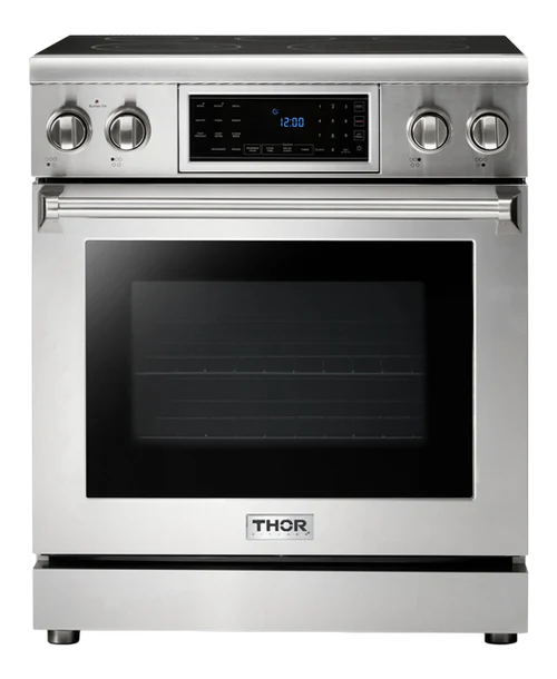 30-in Glass Top 5 burners 4.55-cu ft Air Fry Convection Oven Freestanding Electric Range (Stainless steel)