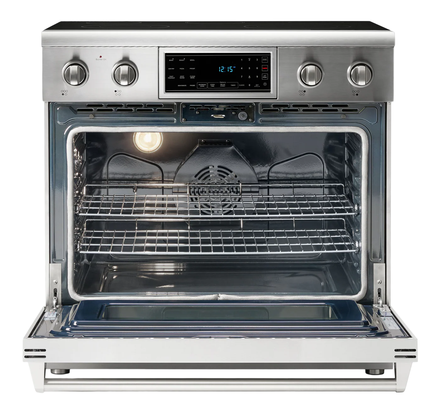 36-in Glass Top 5 burners 6-cu ft Air Fry Convection Oven Freestanding Electric Range (Stainless steel)
