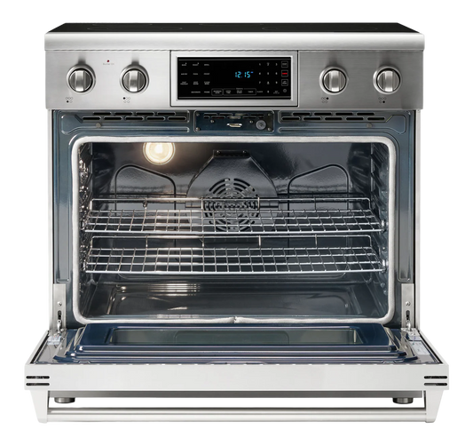 36-in Glass Top 5 burners 6-cu ft Air Fry Convection Oven Freestanding Electric Range (Stainless steel)
