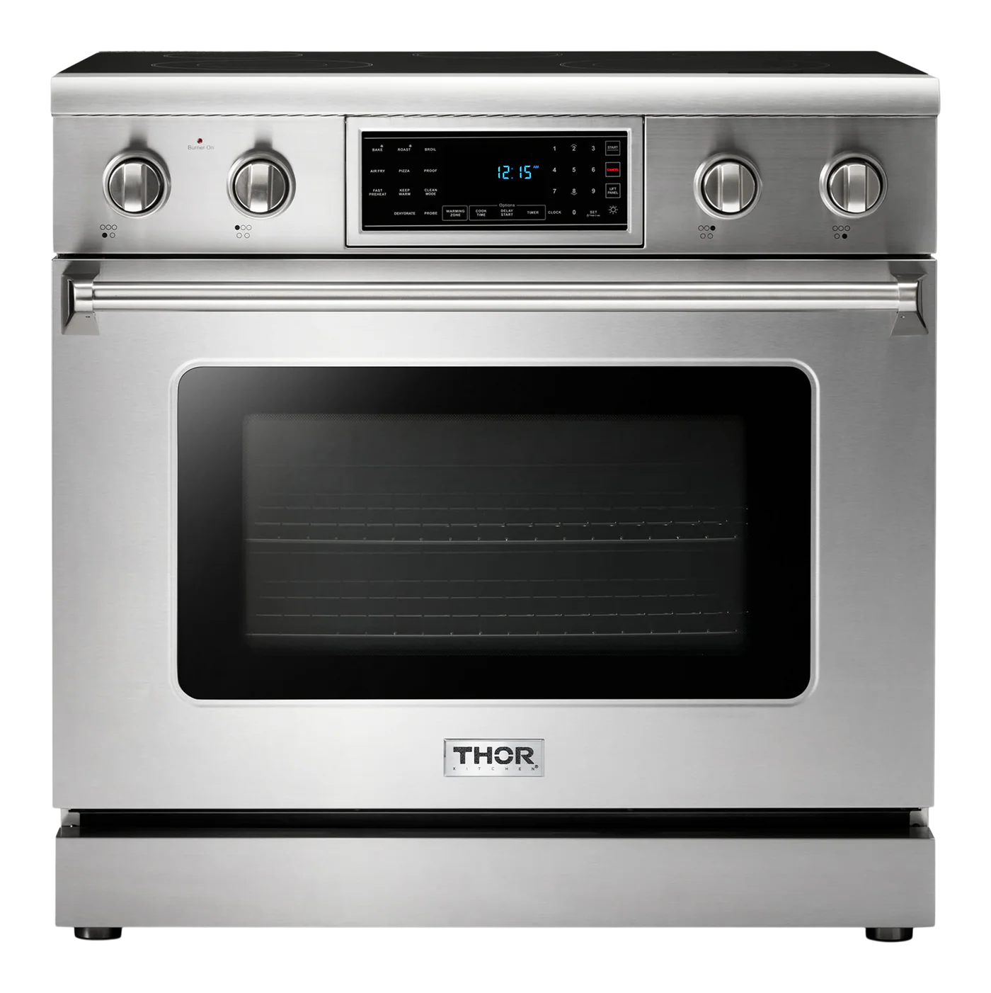 36-in Glass Top 5 burners 6-cu ft Air Fry Convection Oven Freestanding Electric Range (Stainless steel)