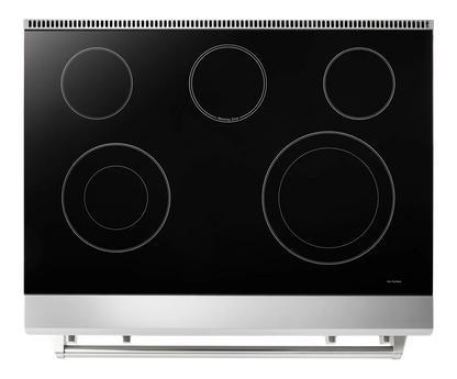 Horno de convección Air Fry de 36 pulgadas con cubierta de vidrio, 5 quemadores y 6 pies cúbicos, cocina eléctrica independiente (acero inoxidable) 