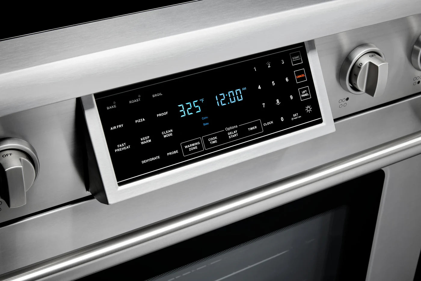36-in Glass Top 5 burners 6-cu ft Air Fry Convection Oven Freestanding Electric Range (Stainless steel)