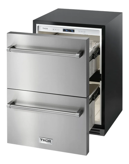 Refrigerador de 24 pulgadas con 2 cajones, empotrado/independiente (acero inoxidable) 