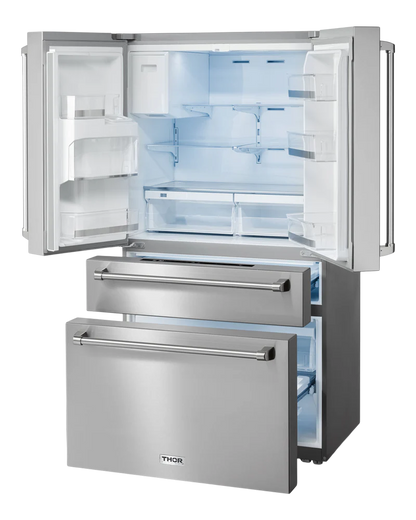 Refrigerador de 22 pies cúbicos con puerta francesa y 4 puertas con máquina de hielo y dispensador de agua y hielo (acero inoxidable), con certificación ENERGY STAR 
