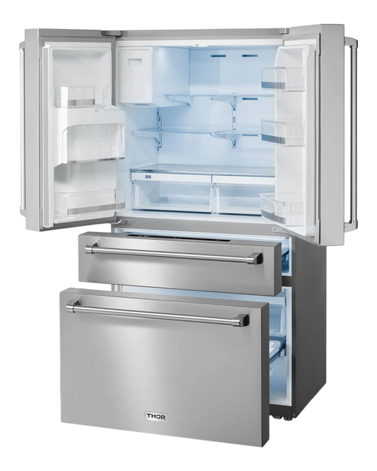 Counter-Depth 22-cu ft 4 -Door French Door Refrigerator with Ice Maker with Water and Ice Dispenser ( Stainless steel ) ENERGY STAR Certified