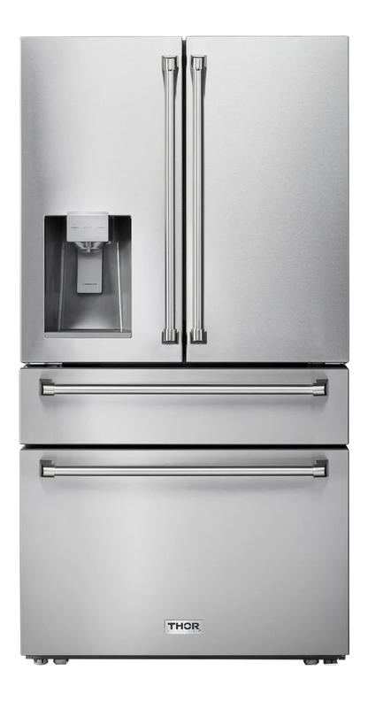 Refrigerador de 22 pies cúbicos con puerta francesa y 4 puertas con máquina de hielo y dispensador de agua y hielo (acero inoxidable), con certificación ENERGY STAR 