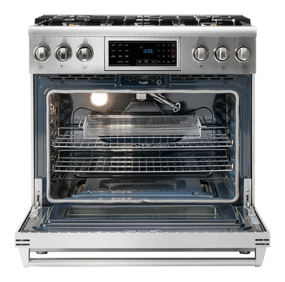 36-in 6 burners 6-cu ft Air Fry Convection Oven Freestanding Natural Gas Range (Stainless steel)