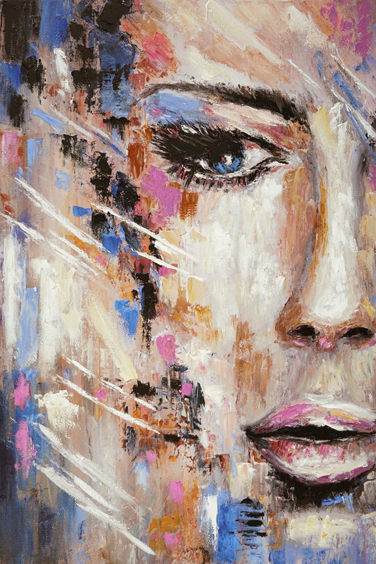 Hand Painted Face Textured Canvas
