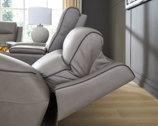 5Z-Comfort Dual Power Leather Reclining Loveseat with Console