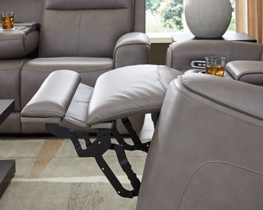 5Z-Comfort Dual Power Leather Reclining Loveseat with Console