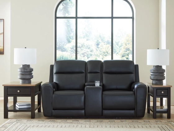 5Z-Comfort Dual Power Leather Reclining Loveseat with Console