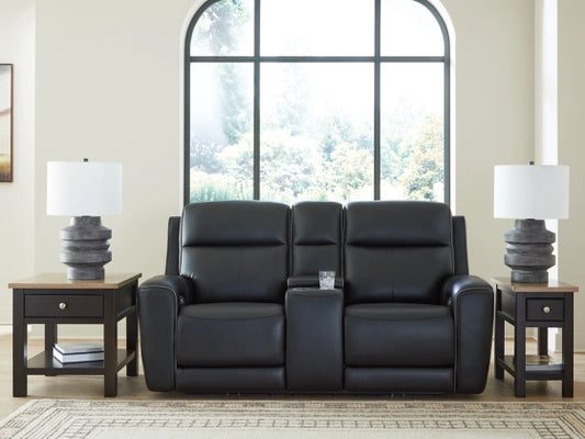 5Z-Comfort Dual Power Leather Reclining Loveseat with Console
