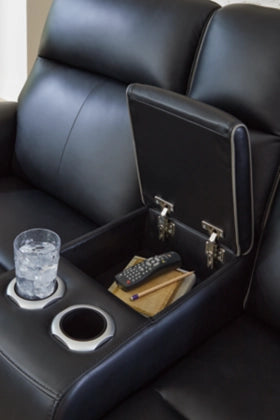 5Z-Comfort Dual Power Leather Reclining Loveseat with Console