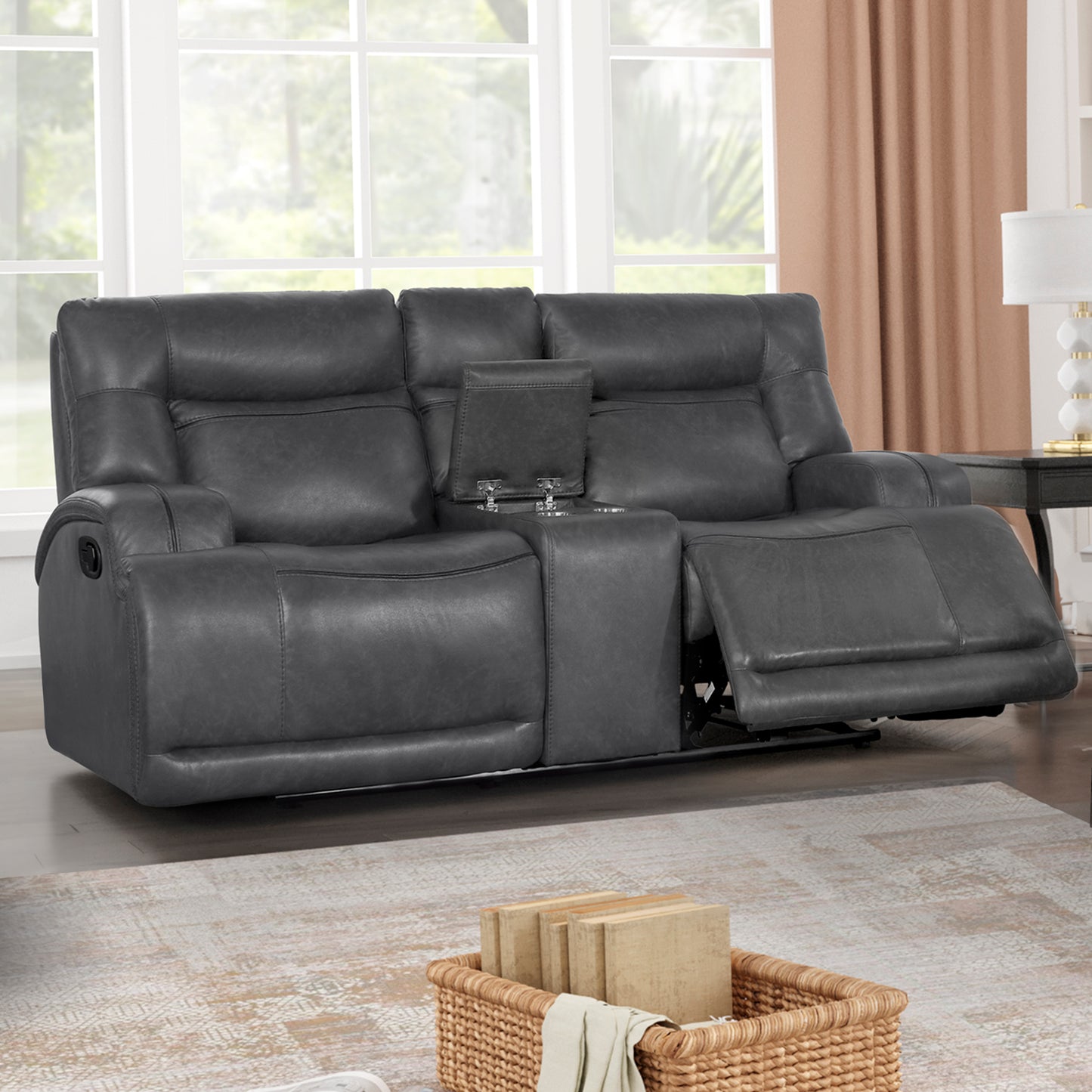 Titan Gray Console Reclining Loveseat