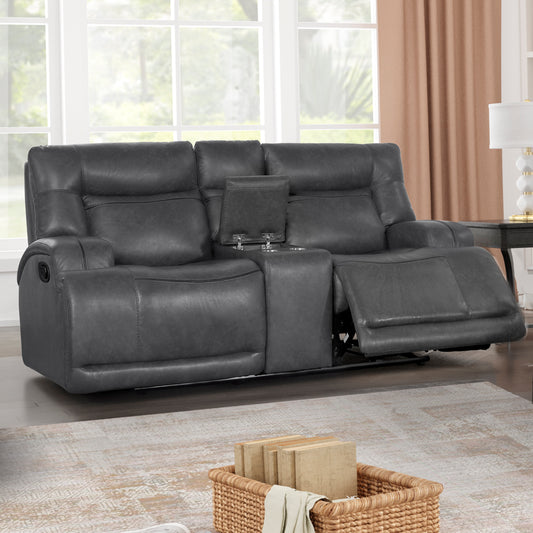 Titan Gray Console Reclining Loveseat
