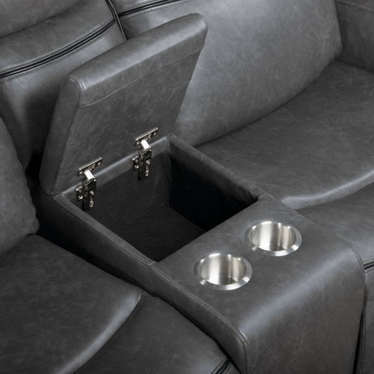 Titan Gray Console Reclining Loveseat