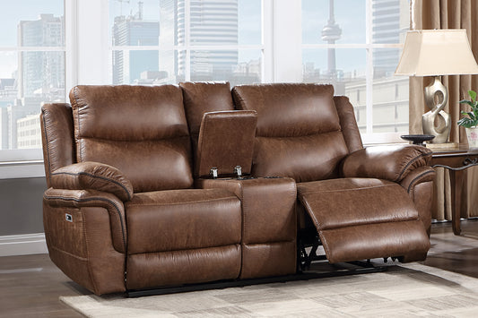 Ryland Brown Console Reclining Loveseat
