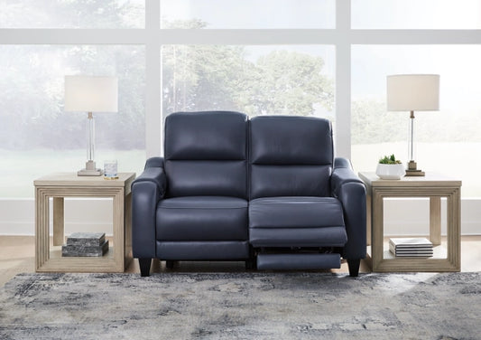Mercomatic Dual Power Leather Reclining Loveseat
