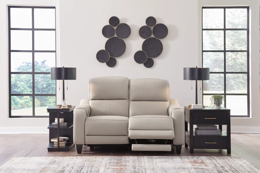 Mercomatic Dual Power Leather Reclining Loveseat