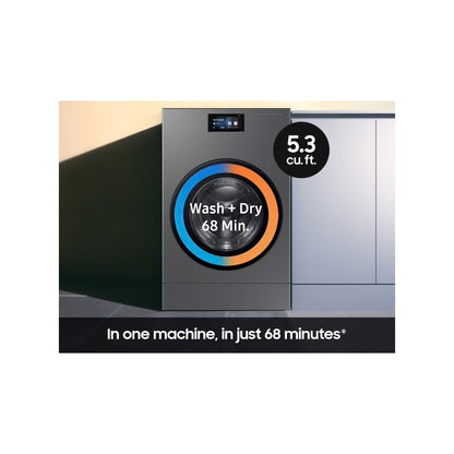 Lavadora y secadora eléctrica todo en uno Bespoke AI Laundry Vented Combo™ de ultra capacidad de 5.3 pies cúbicos con AI Home en acero oscuro 