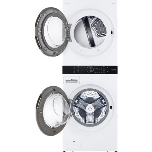 WashTower Stacked SMART Laundry Center 4.5 Cu.Ft. Front Load Washer & 7.4 Cu.Ft. Electric Dryer in White w/ Steam