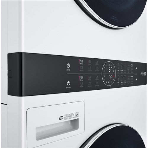WashTower Stacked SMART Laundry Center 4.5 Cu.Ft. Front Load Washer & 7.4 Cu.Ft. Electric Dryer in White w/ Steam