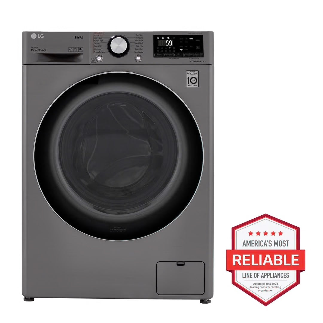 2.4 cu. ft. SMART All-in-One Compact Front Load Washer & Ventless Dryer Combo in Graphite Steel with Steam
