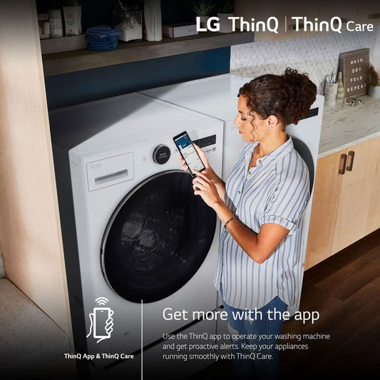 4.5 cu. ft. Stackable Smart Front Load Washer in White with AI Digital Dial, Steam and TurboWash360