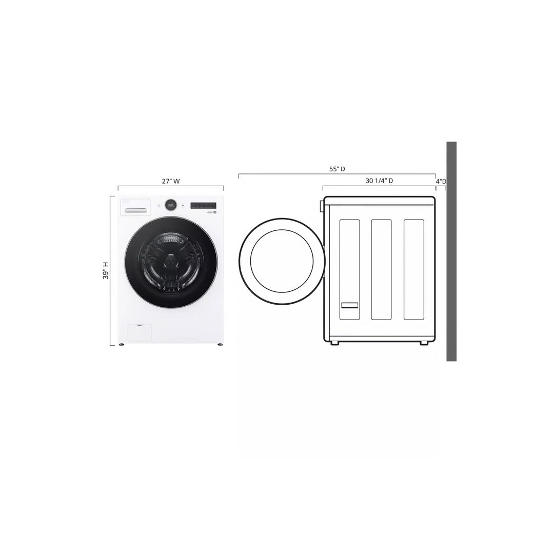 4.5 cu. ft. Stackable Smart Front Load Washer in White with AI Digital Dial, Steam and TurboWash360