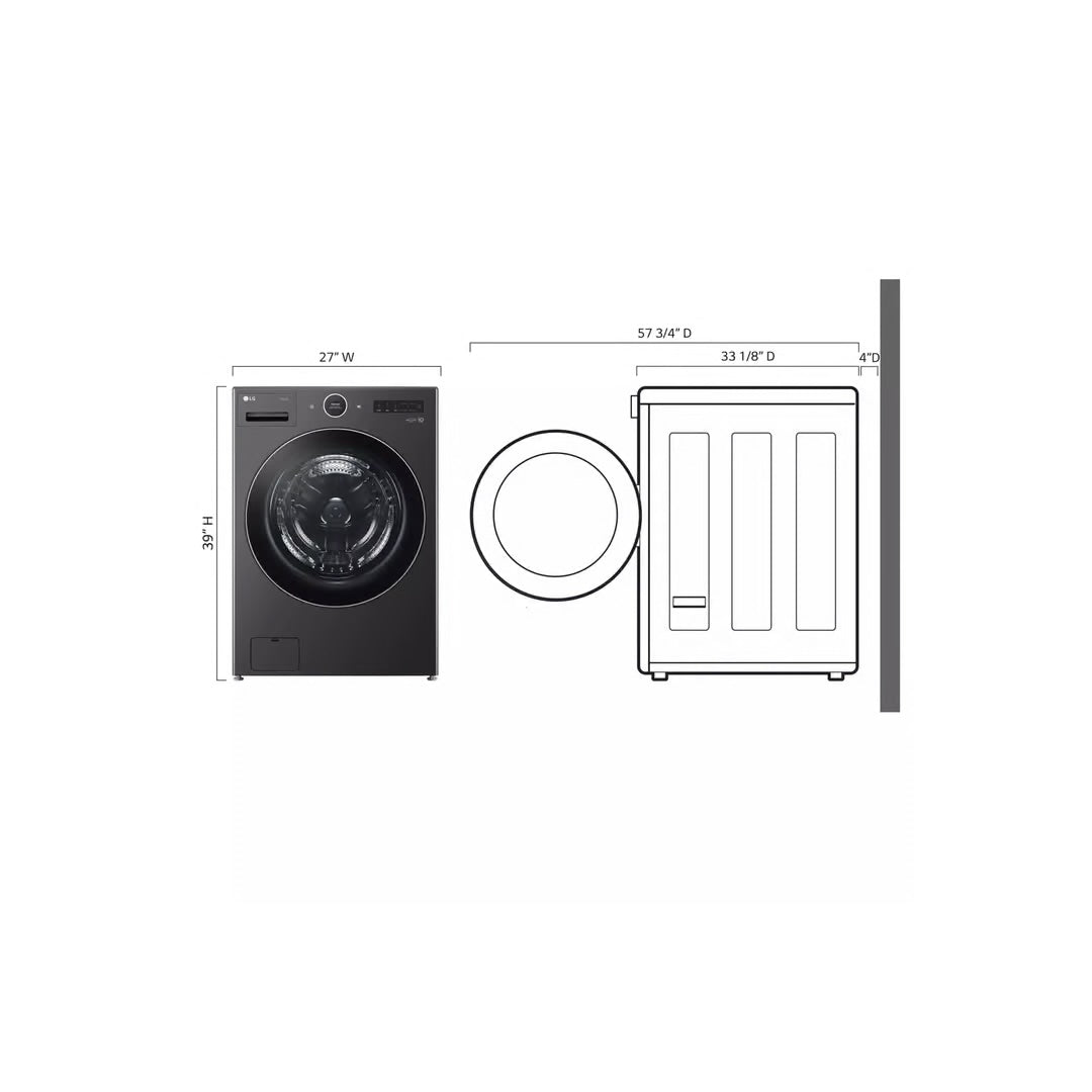 5.0 cu. ft. Stackable Smart Front Load Washer in Black Steel with ezDispense, AI Digital Dial, Steam and TurboWash360