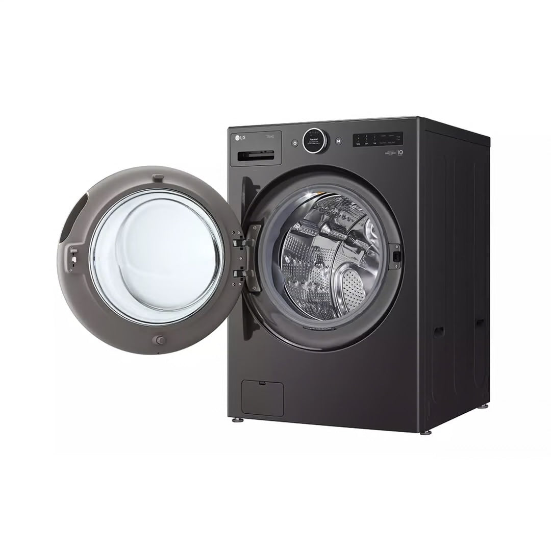 5.0 cu. ft. Stackable Smart Front Load Washer in Black Steel with ezDispense, AI Digital Dial, Steam and TurboWash360