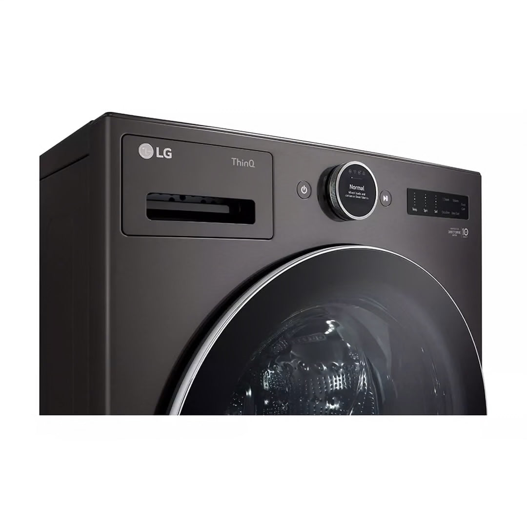 5.0 cu. ft. Stackable Smart Front Load Washer in Black Steel with ezDispense, AI Digital Dial, Steam and TurboWash360