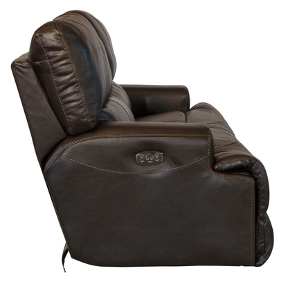 Wembley - Italian Leather Match Power Lay Flat Reclining Sofa With Power Adjustable Headrest & Lumbar - Chocolate