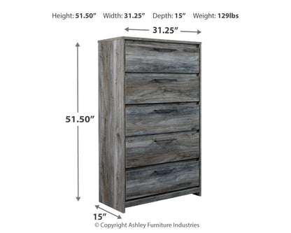 Baystorm - Five Drawer Chest - Gray