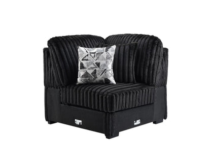 U259 - Corduroy Power Reclining 4 Piece Sectional With 2 Wireless Charger - Black
