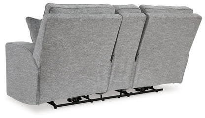 Biscoe - Power Reclining Loveseat With Console /Adj Headrest - Pewter