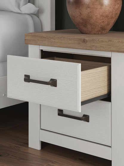 Savonport - Two Drawer Night Stand - White / Brown