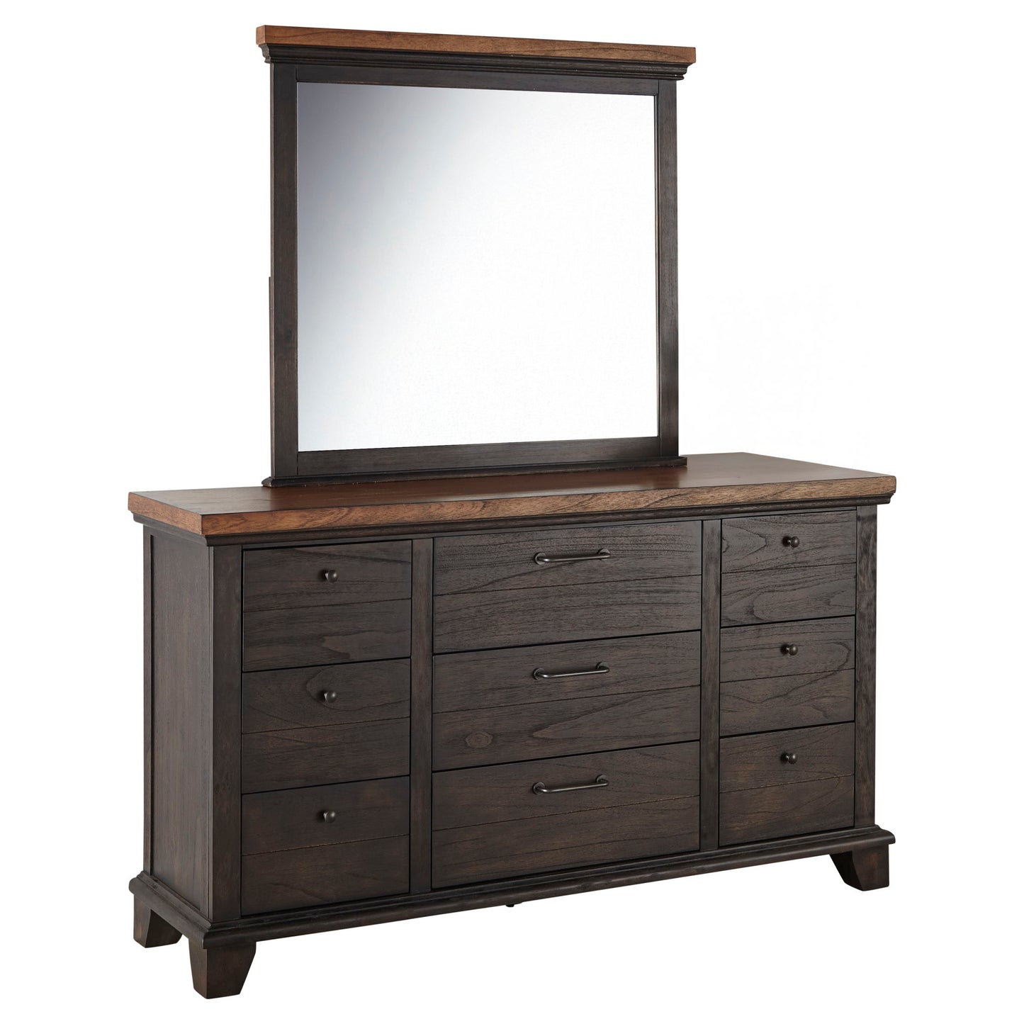 Bear Creek - Dresser And Mirror - Dark Brown