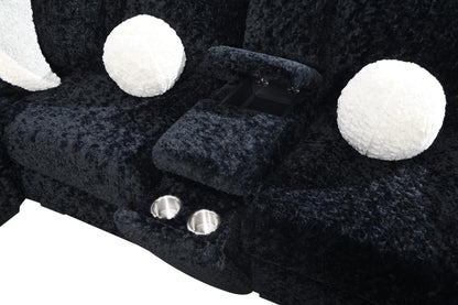 U281 - 6 Piece Setional With Right Chaise (1 LAF + 1 Wedge + 2 Armless Chair + 1 Console + 1 RAF Chaise) - Black
