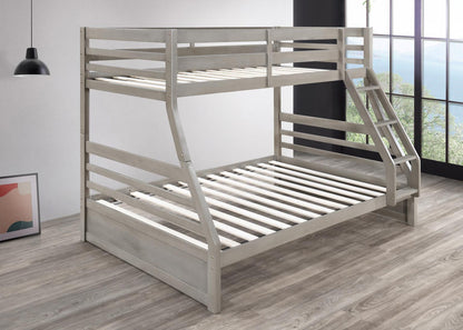 S090 - Twin / Full Bunk Bed - Light Gray
