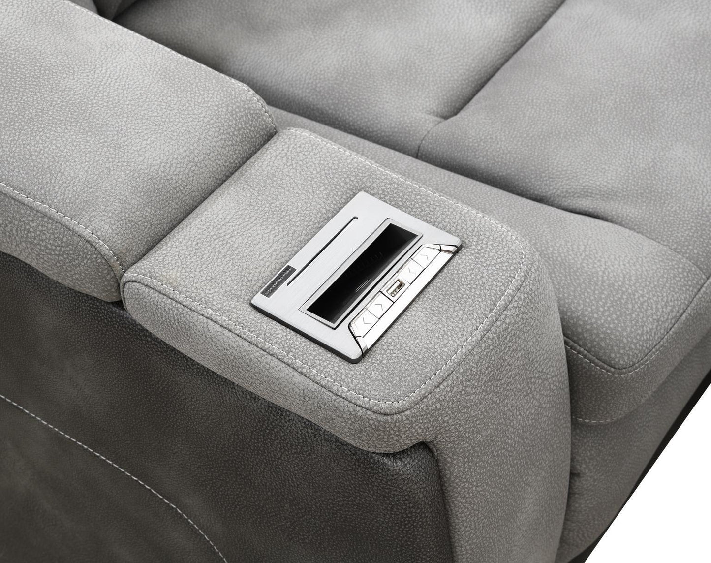 U77 - Power Reclining With Power Headrest, Storage Arms / USB And Wireless Charger Loveseat - Slate