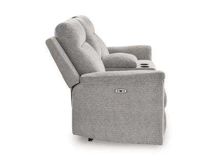 Barnsana - Dbl Power Reclining Loveseat with Console - Ash