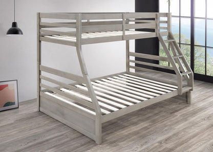 S090 - Twin / Full Bunk Bed - Light Gray