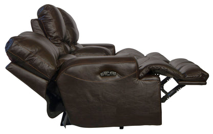 Wembley - Italian Leather Power Lay Flat Reclining Console Loveseat With Power Adjustable Headrest - Chocolate